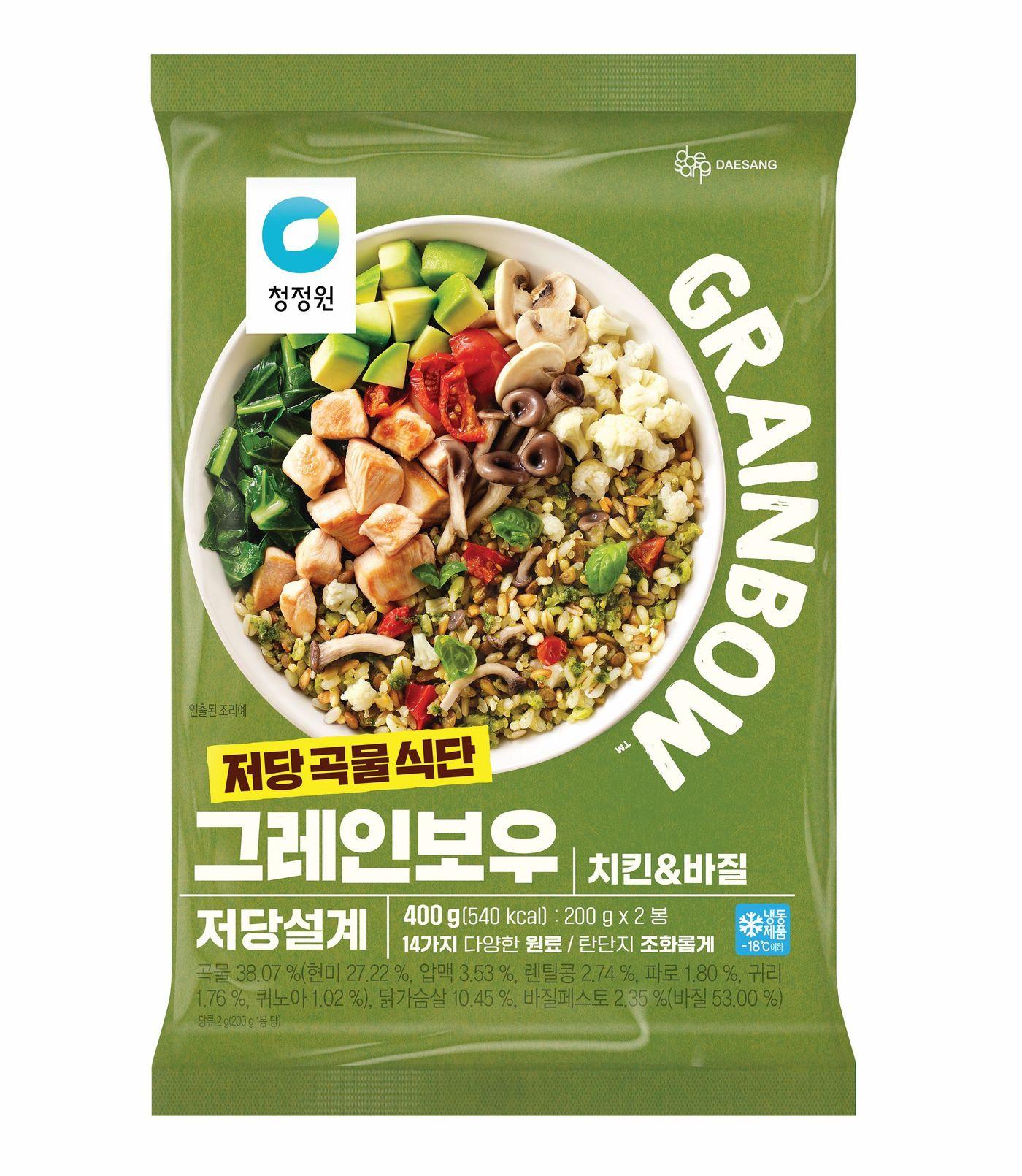 본문 이미지 - 대상 청정원 저당 곡물 식단 '그레인보우' 신제품 '치킨&바질'.(대상 제공)