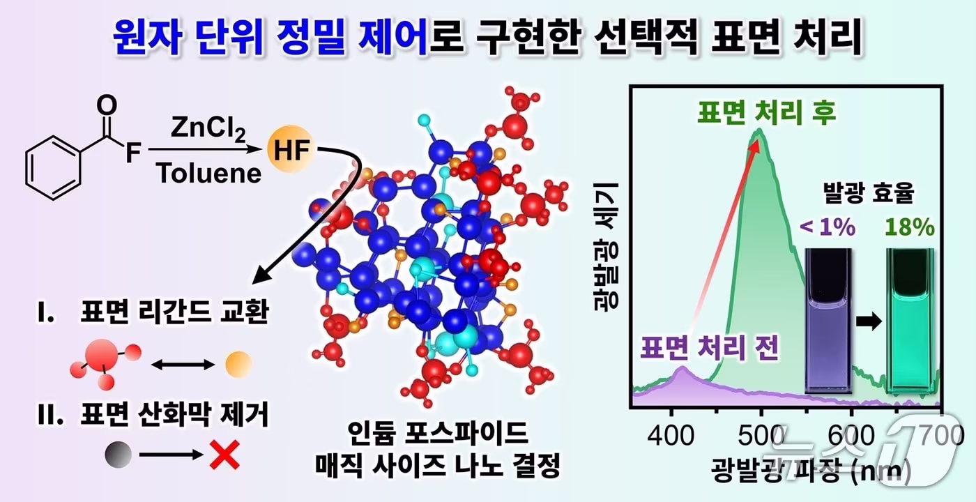 원자 단위 정밀 제어 기술을 통한 발광 효율 한계 극복 개략도(KAIST 제공) /뉴스1