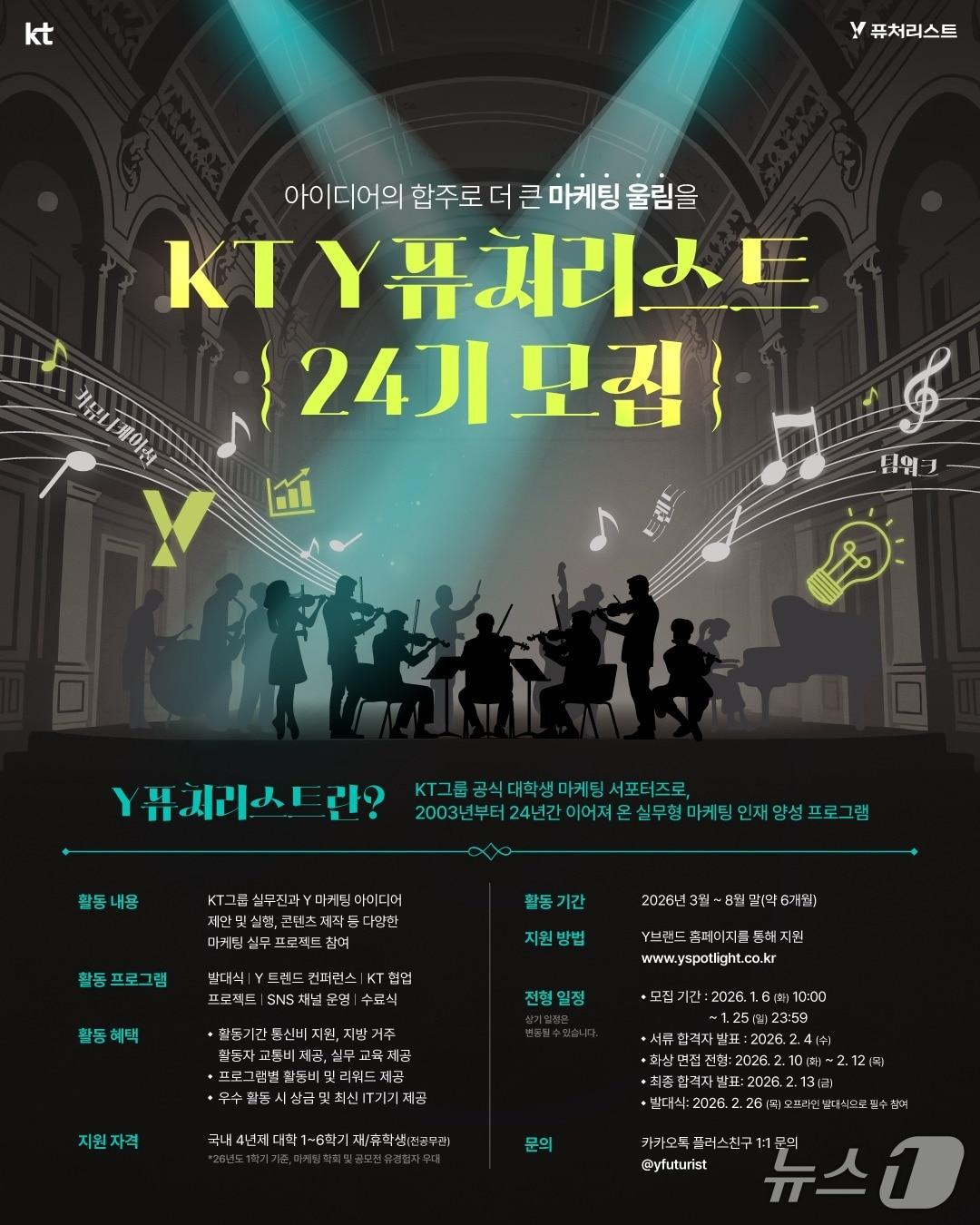 본문 이미지 - 2026년도 Y퓨처리스트 모집 포스터(KT 제공)