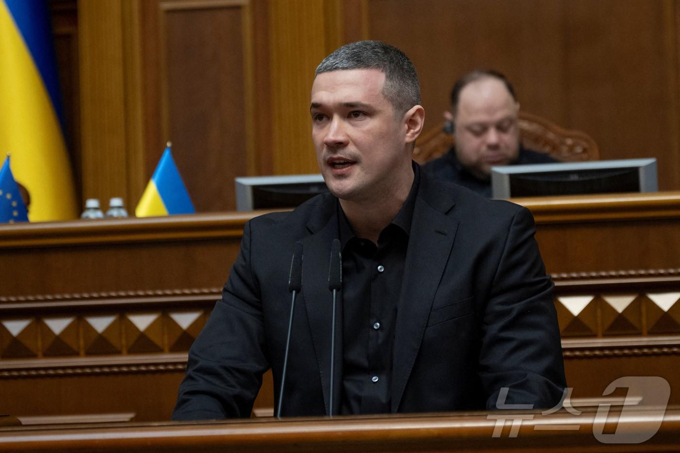 14일(현지시간) 우크라이나 키이우에서 열린 우크라이나 의회 본회의에서 미하일로 페도로프 신임 국방장관이 의원들에게 연설하고 있다. 2026. 01. 14. ⓒ 로이터=뉴스1 ⓒ News1 양은하 기자