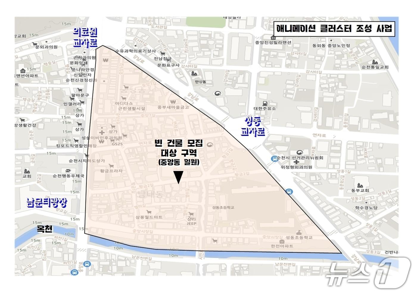 본문 이미지 - 순천시가 모집하는 원도심 빈건물 구역도. (순천시 제공. 재판매 및 DB금지)