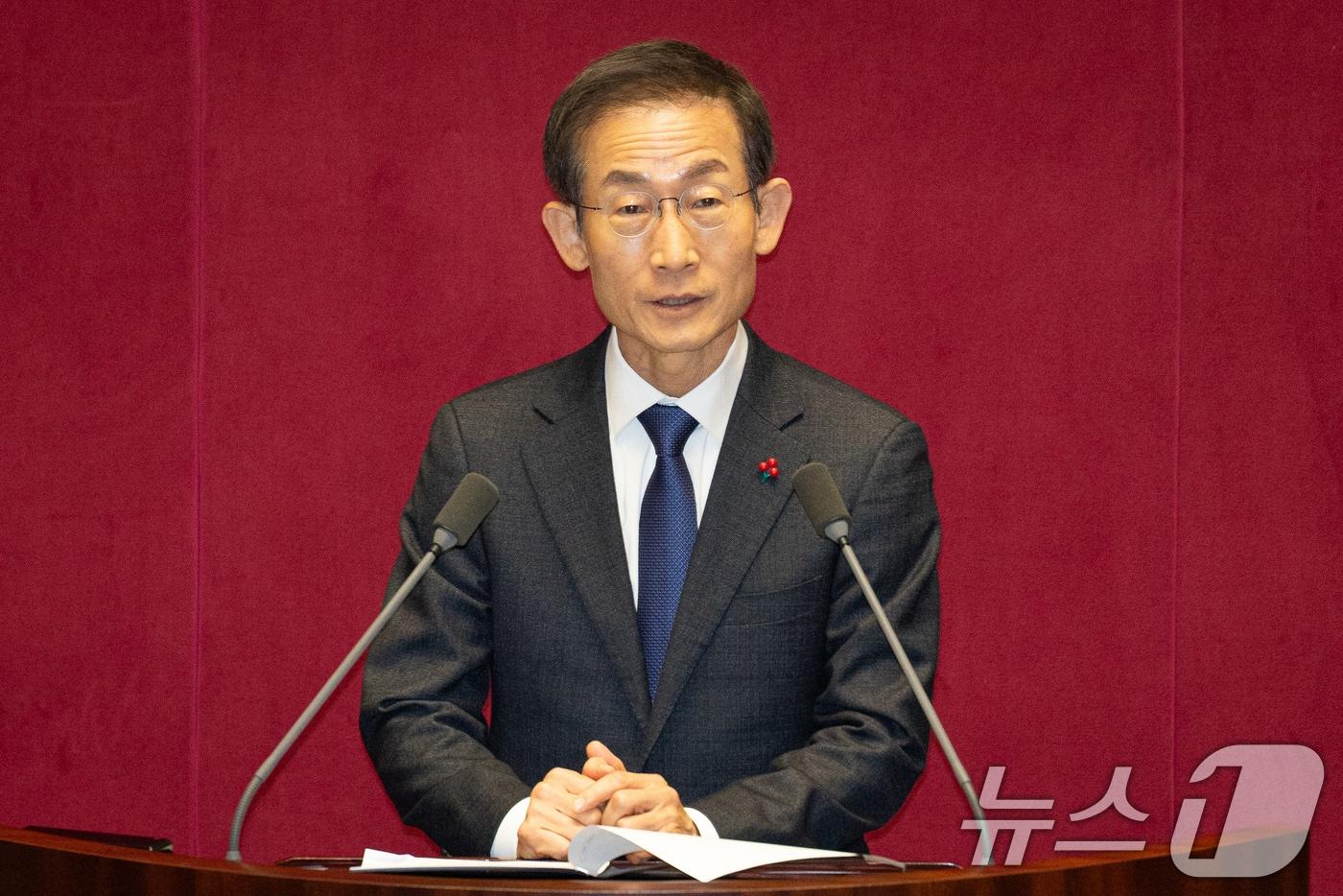 본문 이미지 - 김호철 감사원장이 지난 15일 서울 여의도 국회에서 열린 제431회 국회(임시회) 제1차 본회의에서 인사말을 하고 있다. 2026.1.21/뉴스1 ⓒ News1 유승관 기자