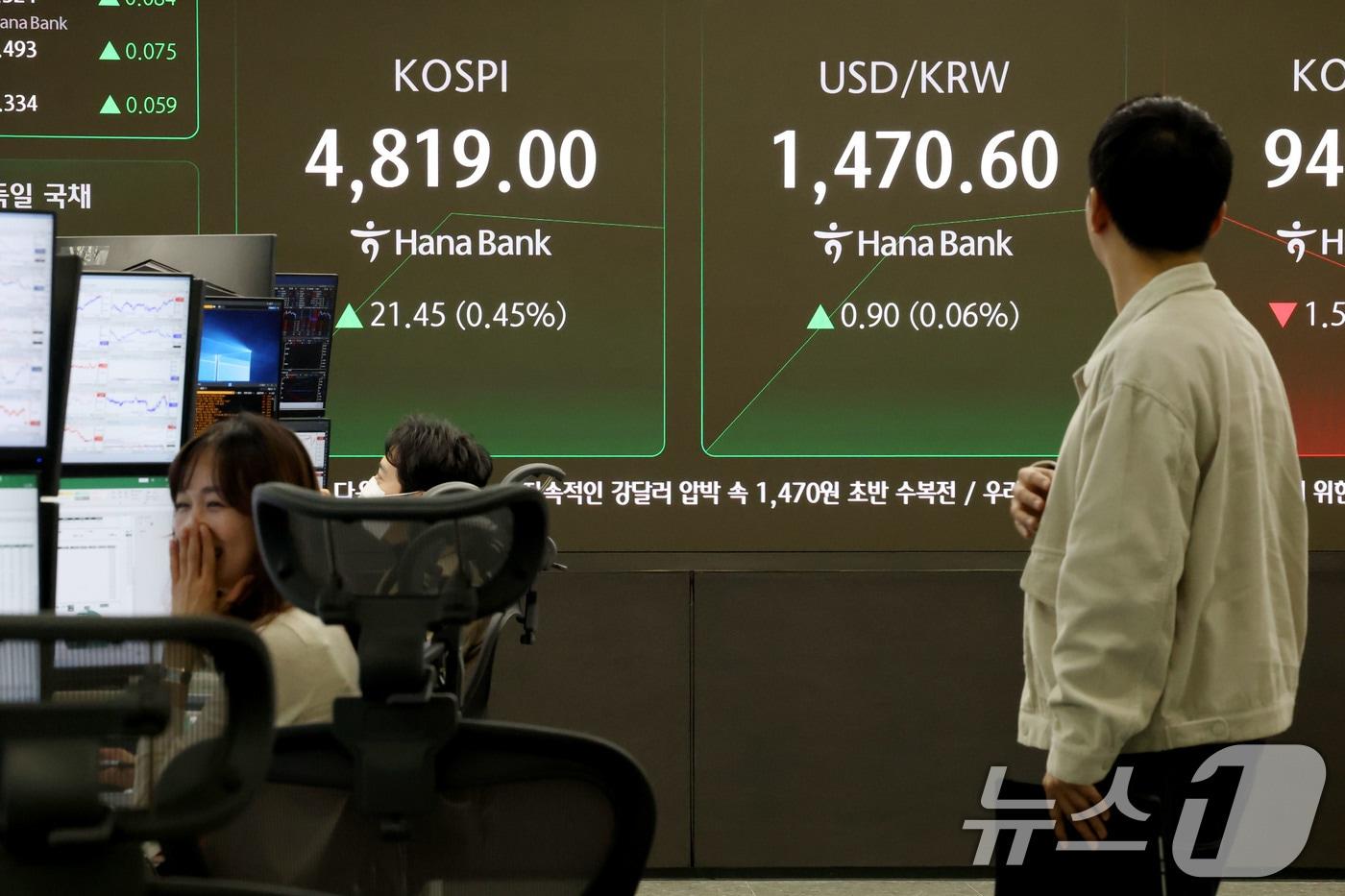 본문 이미지 - 16일 오전 서울 중구 하나은행 딜링룸. 2026.1.16/뉴스1 ⓒ News1 이광호 기자