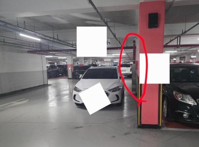 본문 이미지 - 소화전 옆에 한 차량이 불법주차를 하고 있다. 출처=보배드림