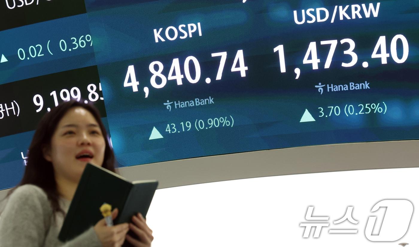 본문 이미지 - 16일 오후 서울 중구 하나은행 본점 딜링룸. 2026.1.16/뉴스1 ⓒ News1 김명섭 기자