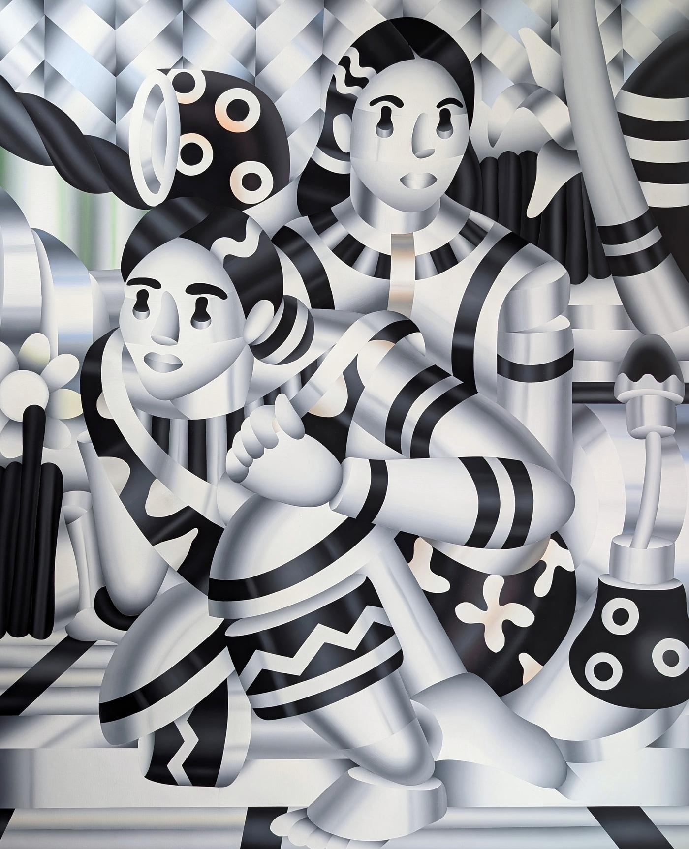 본문 이미지 - 제프리 부이요, F40 - Chrome Nafea Acrylic on canvas 100 x 81cm 2025 (서울아트나우 갤러리 제공)