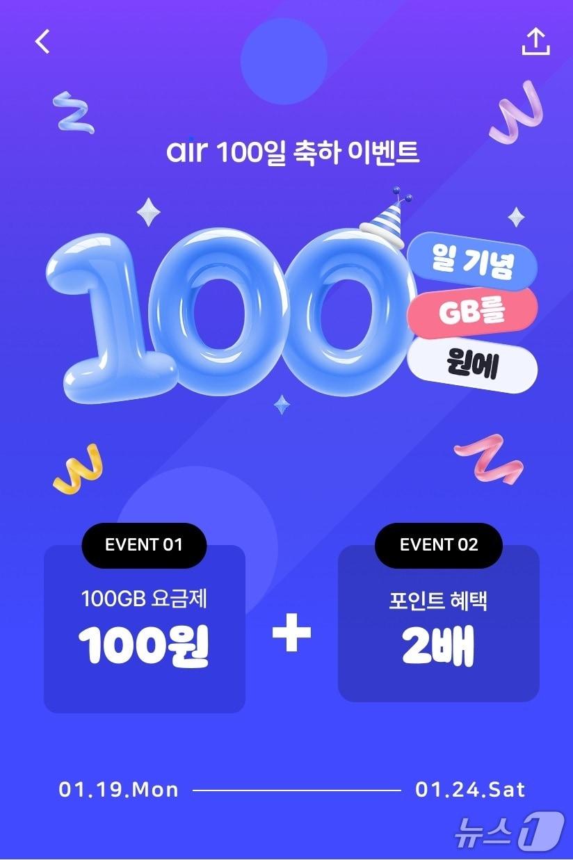본문 이미지 - 19일 SKT가 에어 출시 100일을 기념해 포인트 지급 프로모션을 진행한다. 2026.01.19/뉴스1(SKT 제공)