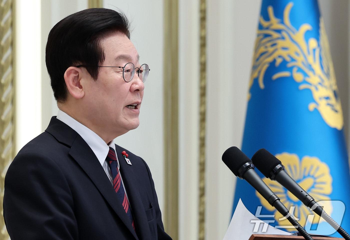 이재명 대통령이 2일 청와대 영빈관에서 열린 2026년 신년 인사회에서 신년 인사말을 하고 있다. 2026.1.2/뉴스1 ⓒ News1 이재명 기자