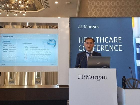 본문 이미지 - 2026 JP모건 헬스케어 콘퍼런스 APAC 트랙 발표를 진행한 전태연 알테오젠 대표. (알테오젠 제공)