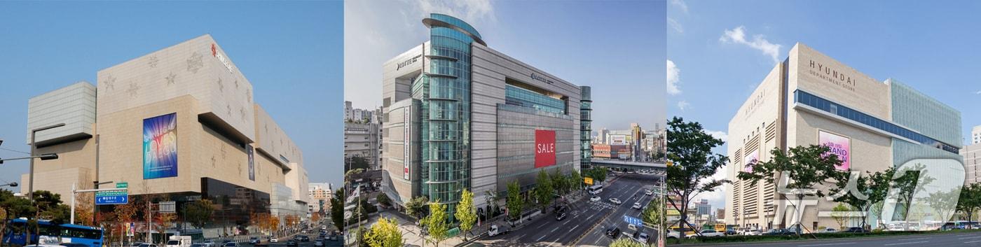 본문 이미지 - 대구신세계백화점(왼쪽)과 롯데백화점 상인정, 더현대 대구 전경.(뉴스1 자료, 재판매 및 DB 금지)