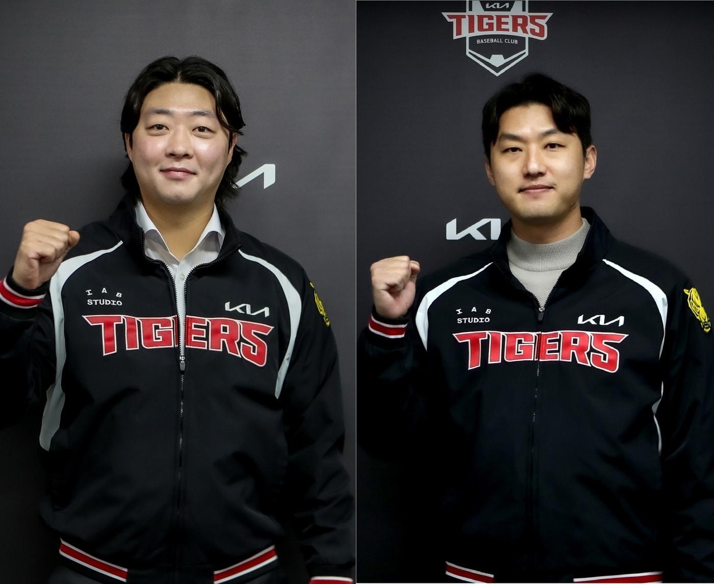 본문 이미지 - KIA 타이거즈와 계약한 김범수와 홍건희. (KIA 제공)