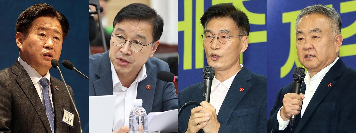 본문 이미지 - 왼쪽부터 오영훈 제주도지사, 위성곤 국회의원, 문대림 국회의원, 송재호 국회의장 직속 국회세종의사당건립위원회 위원장.