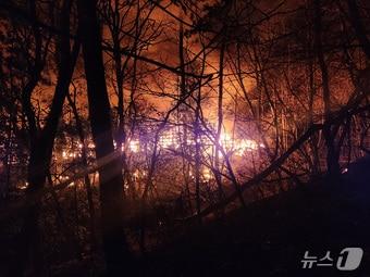 본문 이미지 - 21일 오후 부산 기장군 기장읍 청강리의 한 공장에서 불이 나 인근 야산으로 번져 산불이 확대되고 있다. (부산소방재난본부 제공. 재판매 및 DB 금지) 2026.1.21 ⓒ 뉴스1 윤일지 기자