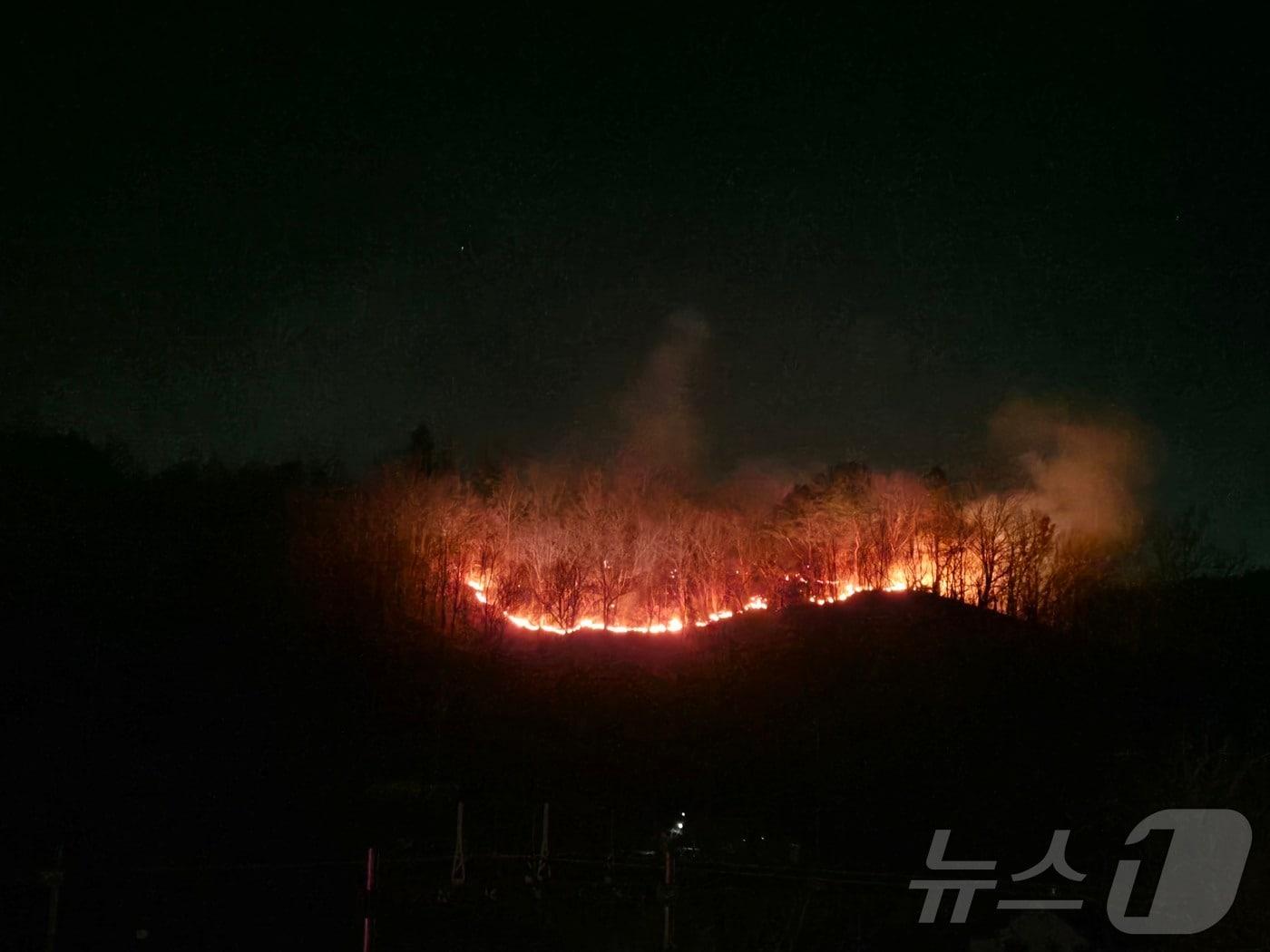 본문 이미지 - 전날 발생한 전남 광양 산불의 모습. 2026.1.22/뉴스1 ⓒ News1
