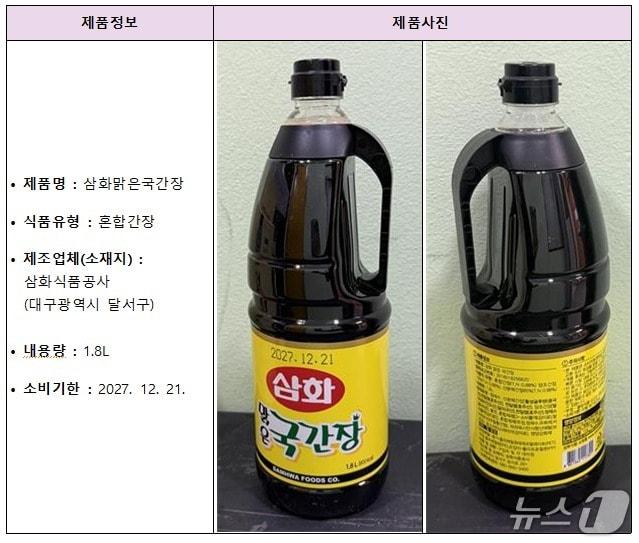 본문 이미지 - 회수 조치된 '삼화맑은국간장'(식약처 제공)