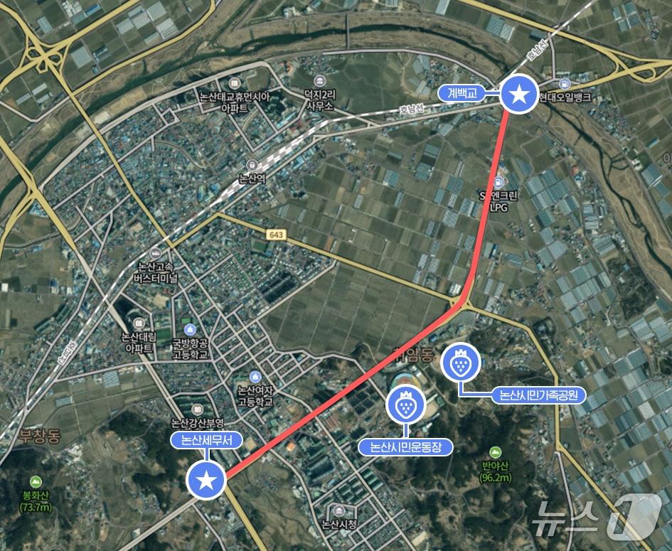 본문 이미지 - 명예도로명 ‘딸기엑스포대로’ 구간도
