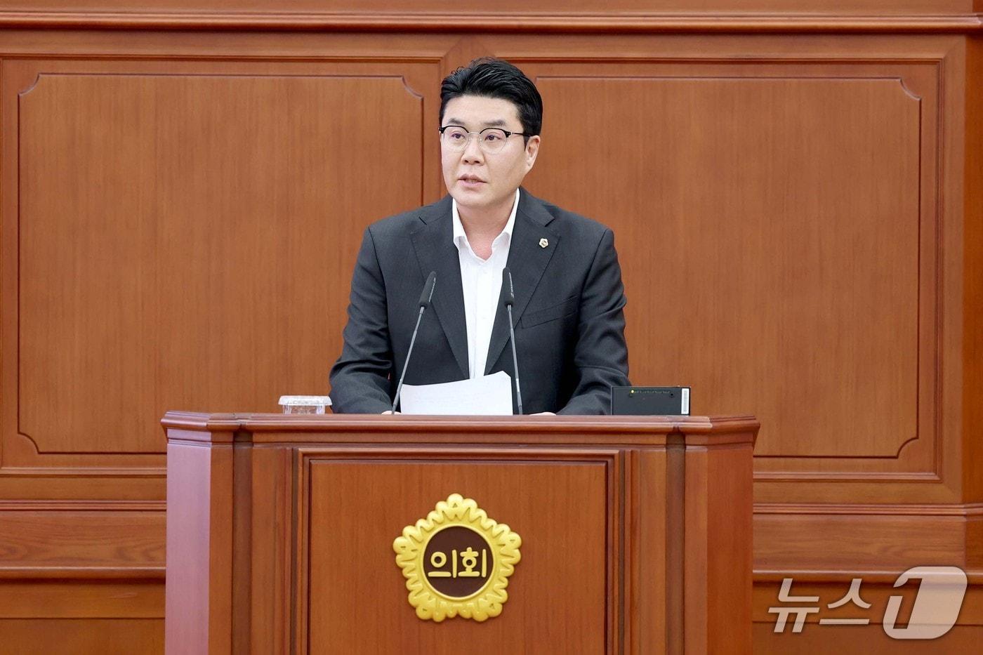 본문 이미지 - 정명국 대전시의원이 23일 행정통합과 관련해 5분 자유발언을 하고 있다. (시의회 제공) / 뉴스1