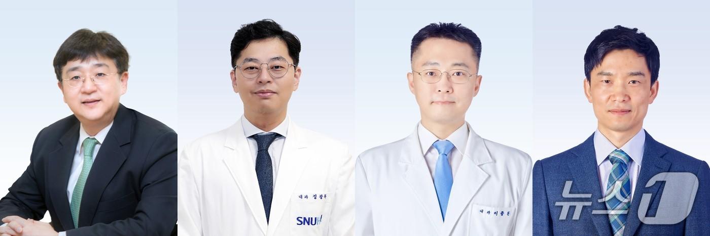 본문 이미지 - (왼쪽부터) 분당서울대병원 소화기내과의 황진혁, 정광록, 이종찬 교수, 임상유전체의학과·정밀의료센터 김진호 교수.(분당서울대병원 제공)