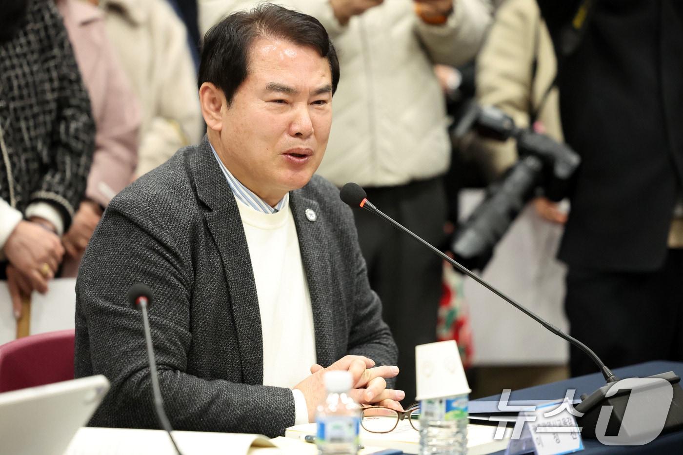 본문 이미지 - 이정선 광주시교육감이 광주전남 행정통합 특별법 제정을 위한 간담회에서 발언하고 있다. 2026.1.25 ⓒ 뉴스1 이승현 기자