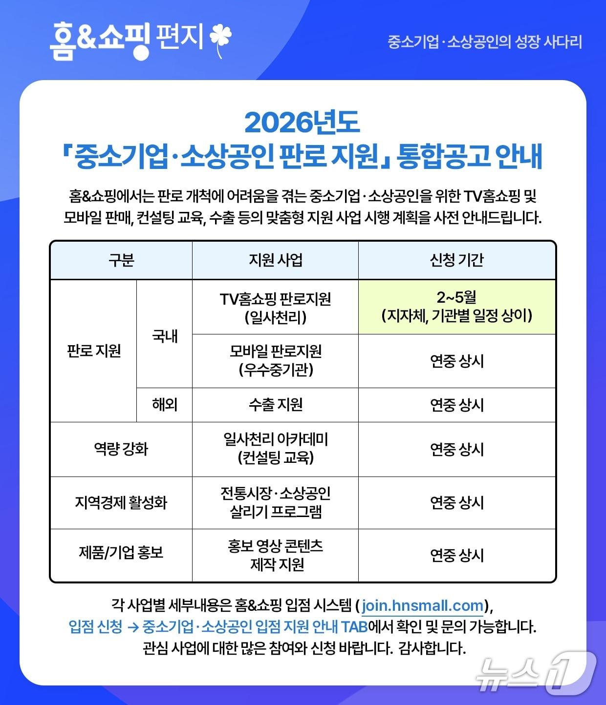 본문 이미지 - 통합공고문 (홈앤쇼핑 제공)