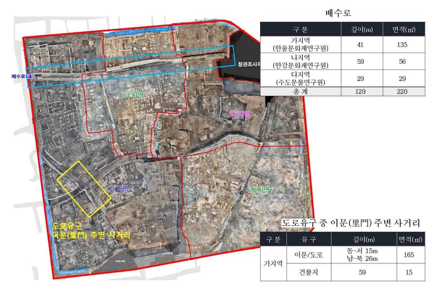 본문 이미지 - 세운4구역 도시환경정비사업부지 내 유적 위치(제공 국가유산청)