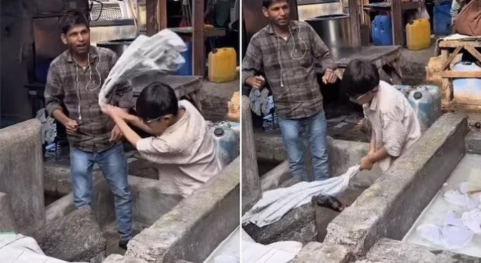 본문 이미지 - 도비가트에서 빨래하는 한국 어린이(인디아투데이 갈무리) 