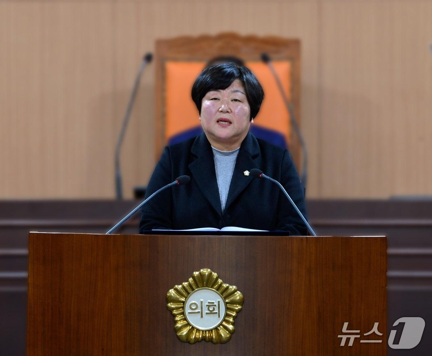 본문 이미지 - 손혜진 광주 북구의원이 26일 제308회 임시회 제1차 본회의에서 5분 자유발언하고 있다.(광주 북구의회 제공. 재판매 및 DB 금지)