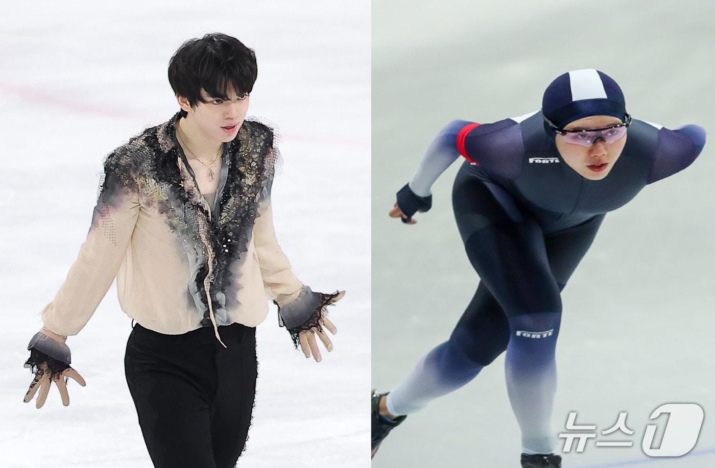 본문 이미지 - 2026 밀라노 코르티나담페초 동계 올림픽 개회식 기수로 선정된 차준환과 박지우. / 뉴스1 DB