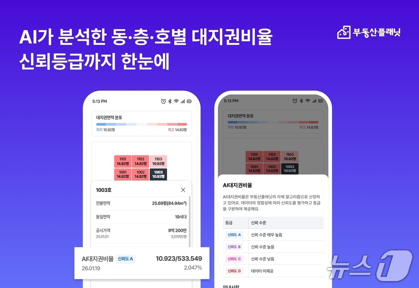 본문 이미지 - 부동산플래닛 'AI 대지지분' 서비스 (부동산플래닛 제공) 뉴스1 ⓒ News1