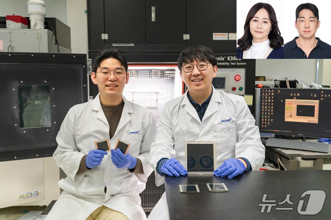 본문 이미지 - 강원대학교 류미이 교수·조일욱 박사(상단 오른쪽)와  GIST 차세대에너지연구소 강홍규 부소장·김상조 연구원 (GIST 제공, 재판매 및 DB 금지)/뉴스1 