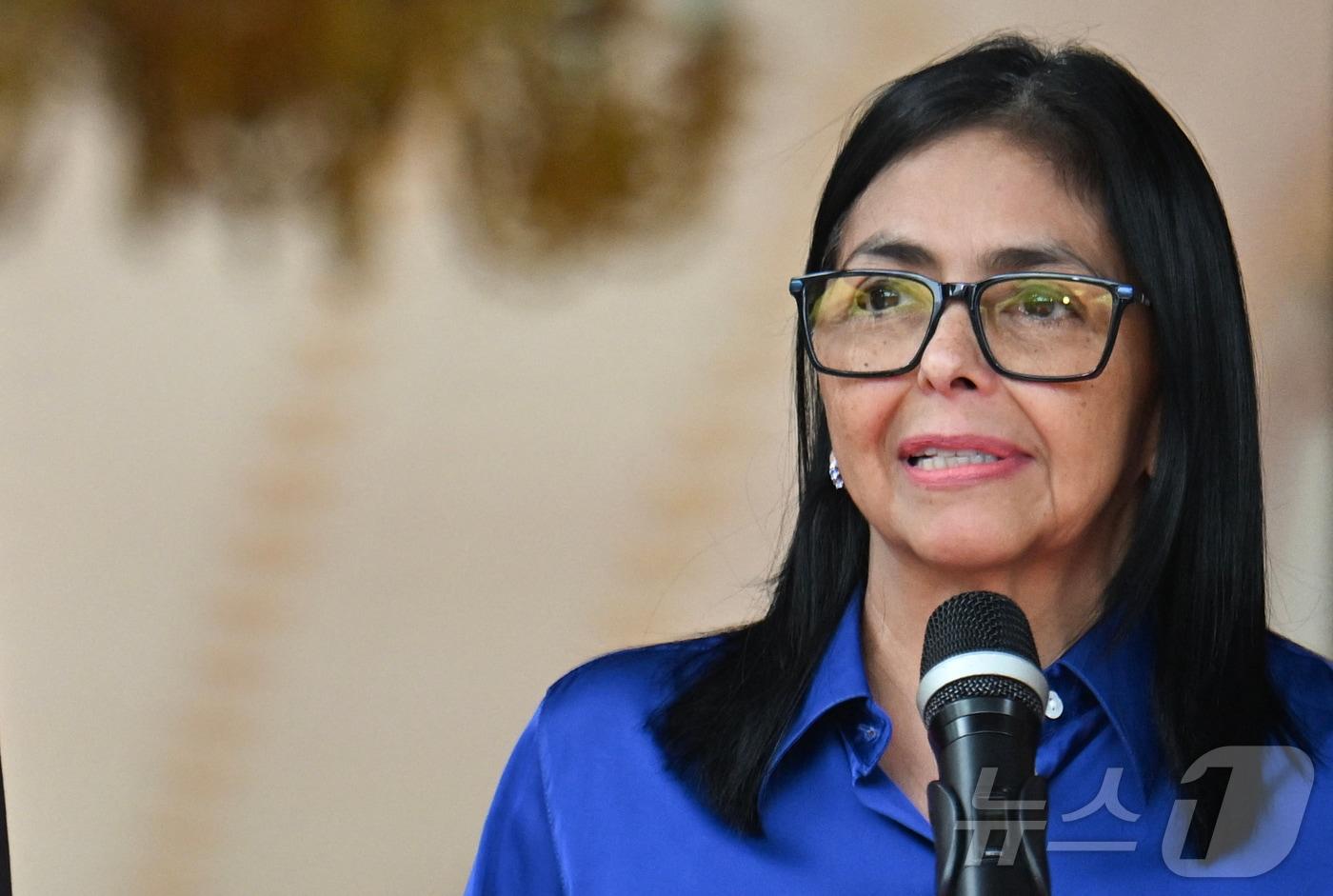 본문 이미지 - 델시 로드리게스 베네수엘라 임시대통령. 2026.01.14 ⓒ AFP=뉴스1 ⓒ News1 김지완 기자