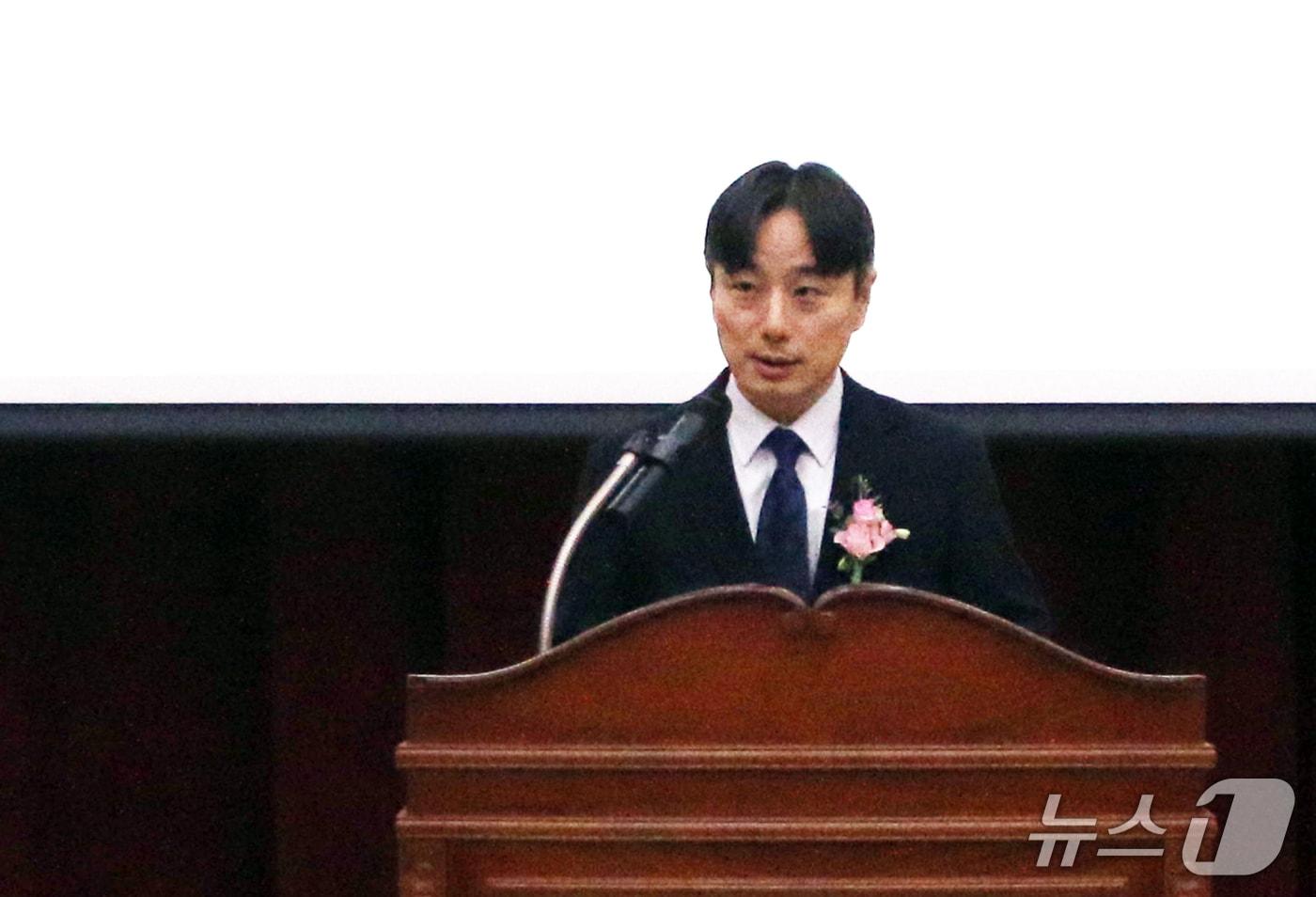 본문 이미지 - 이준범 신임 울산지검장이 27일 울산지검 대강당에서 취임식을 갖고 연설을 하고 있다.(울산지방검찰청 제공. 재판매 및 DB금지)/뉴스1