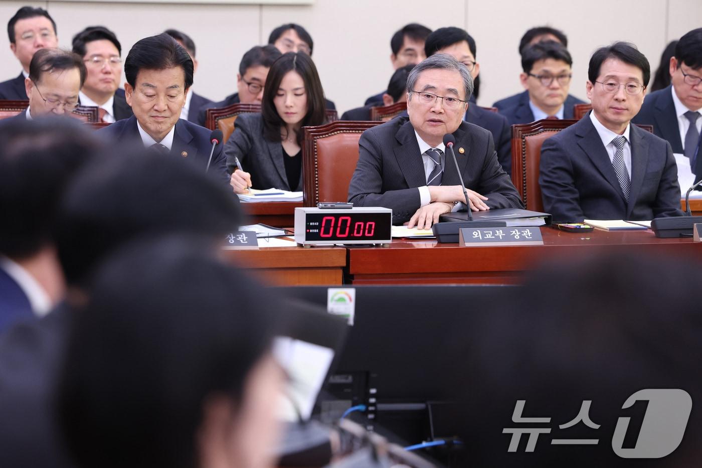 본문 이미지 - 조현 외교부 장관이 28일 서울 여의도 국회에서 열린 외교통일위원회 전체회의에서 현안 질의에 답변하고 있다. 2026.1.28/뉴스1 ⓒ News1 신웅수 기자