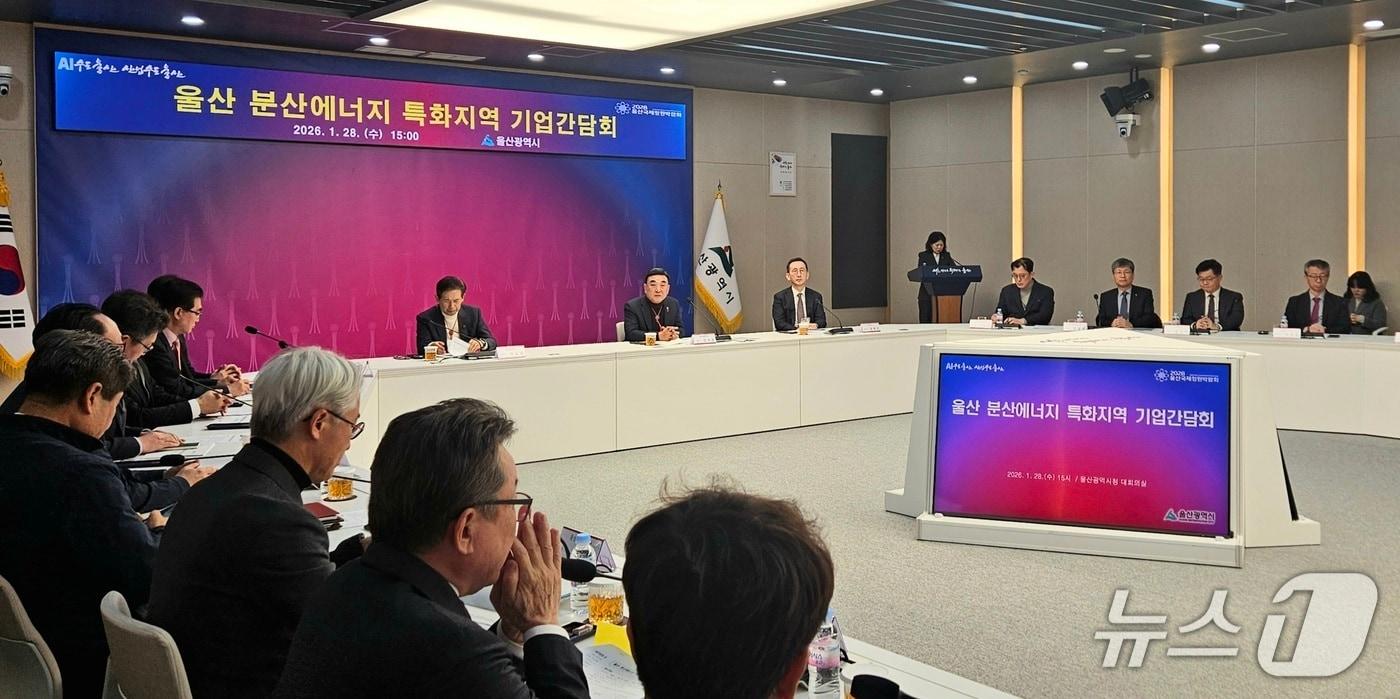 본문 이미지 - 28일 울산시청 본관 2층 대회의실에서 분산에너지 특화지역 기업간담회가 열리고 있다. (울산시 제공. 재판매 및 DB 금지) /뉴스1