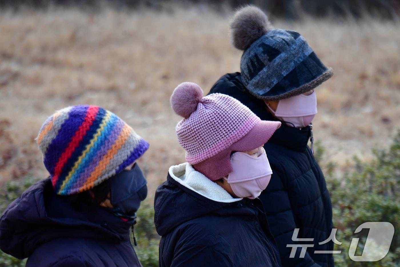 본문 이미지 - 경북 포항 남구 대잠동 철길 숲에서 마스크와 모자 등 두터운 옷차림을 한 시민들이 산책하고 있다. 2026.1.29/뉴스1 ⓒ News1 최창호 기자