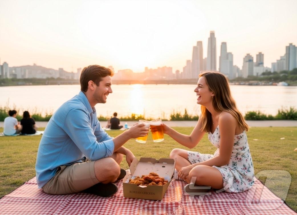 본문 이미지 - 한강에서 치맥을 즐기는 외국인들(클립아트코리아 제공)