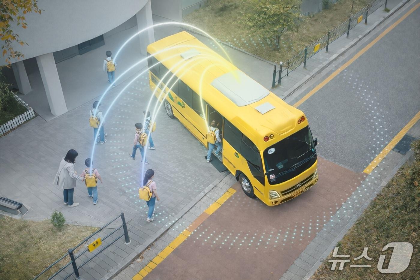 본문 이미지 - 현대차·기아가 초광대역(UWB) 전파를 활용한 주행 안전 기술 '비전 펄스' 그래픽.(현대차·기아 제공) 