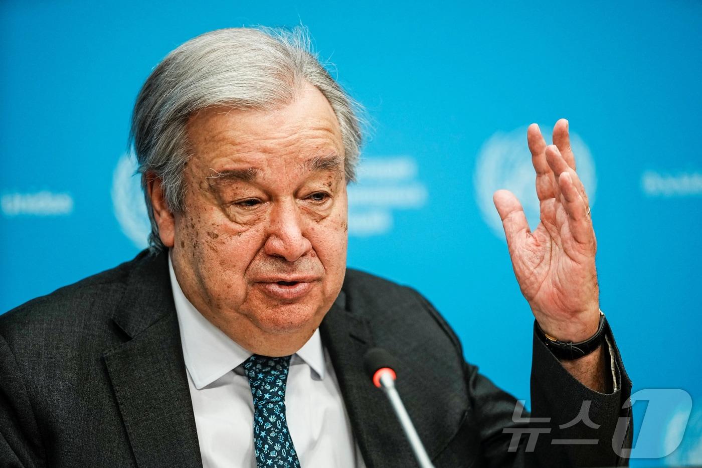 본문 이미지 - 안토니우 구테흐스 유엔 사무총장이 29일(현지시간) 미국 뉴욕 유엔 본부에서 2026년 주요 과제를 발표하는 기자회견에서 발언하고 있다. 2026.01.29.ⓒ 로이터=뉴스1