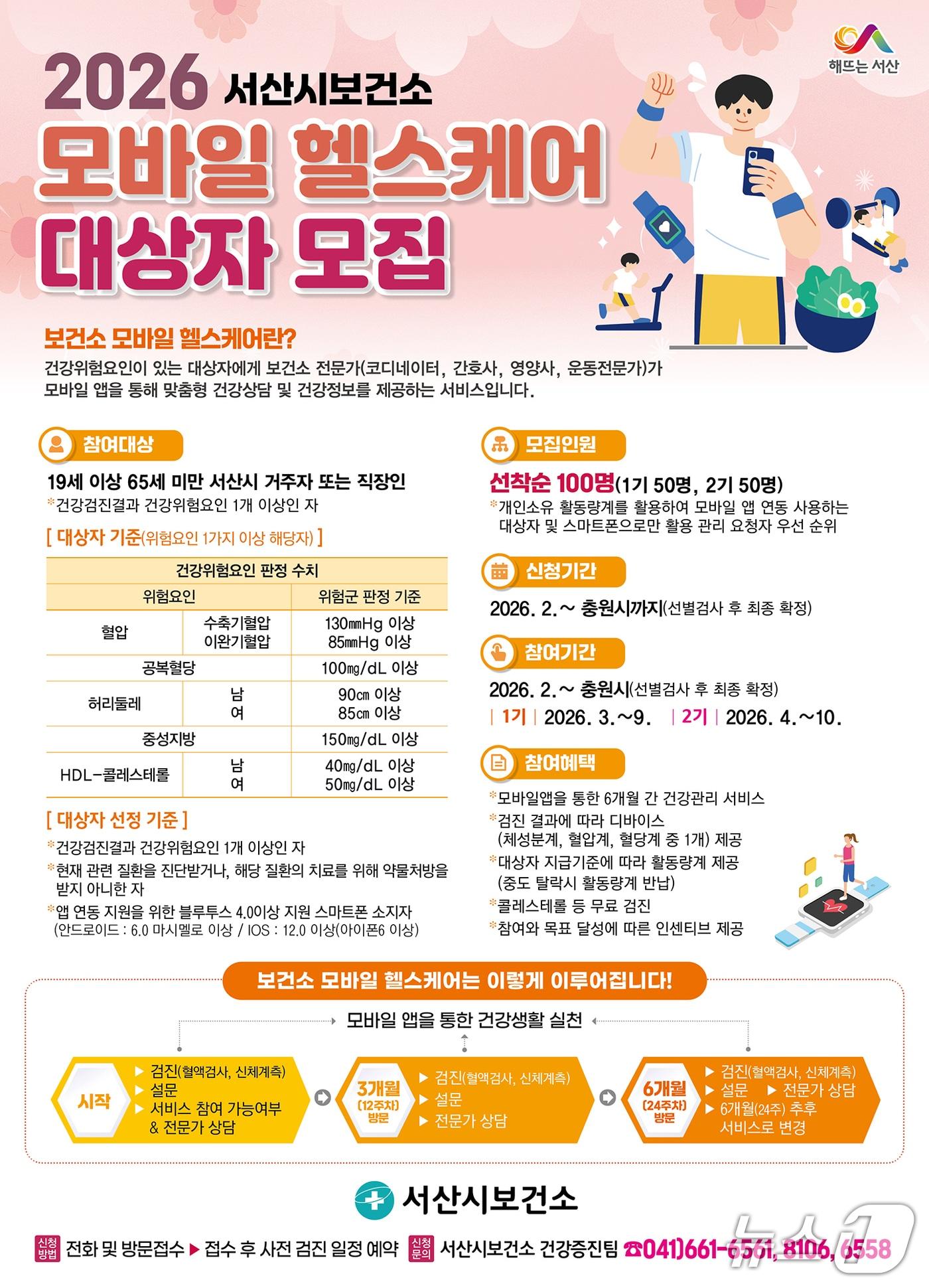 본문 이미지 - 서산시 모바일 헬스케어 참여자 모집 홍보물(서산시 제공. 재판매 및 DB금지)2026.1.30/뉴스1