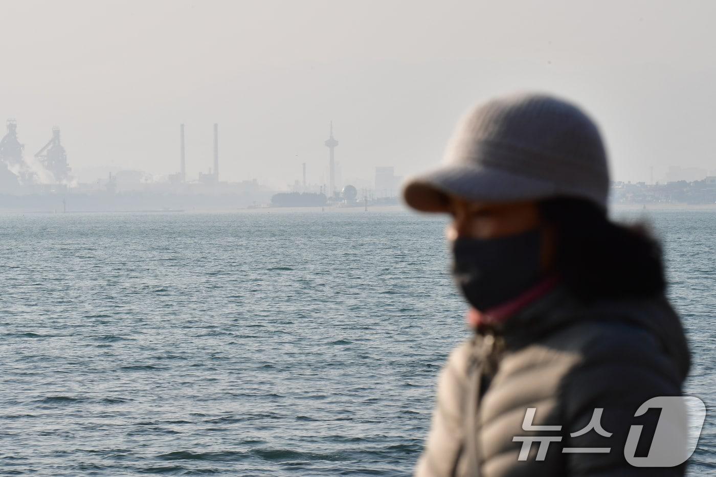 본문 이미지 - 경북 포항시 송도해수욕장 상공이 희뿌연 미세먼지에 덮여있다. 이날 포항지역 미세먼지 농도는 50㎍/m&sup3; 수준이다. 2026.1.4/뉴스1 ⓒ News1 최창호 기자