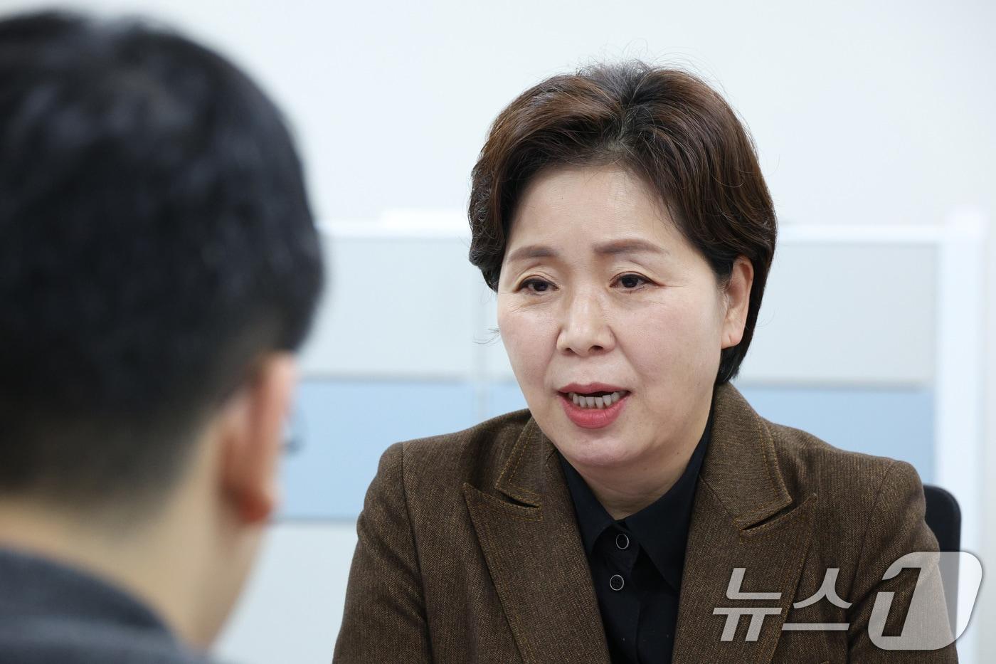 본문 이미지 - 양향자　국민의힘 최고위원이　5일 서울 여의도 국회에서 뉴스１과　인터뷰를　하고　있다． ⓒ News1 신웅수 기자