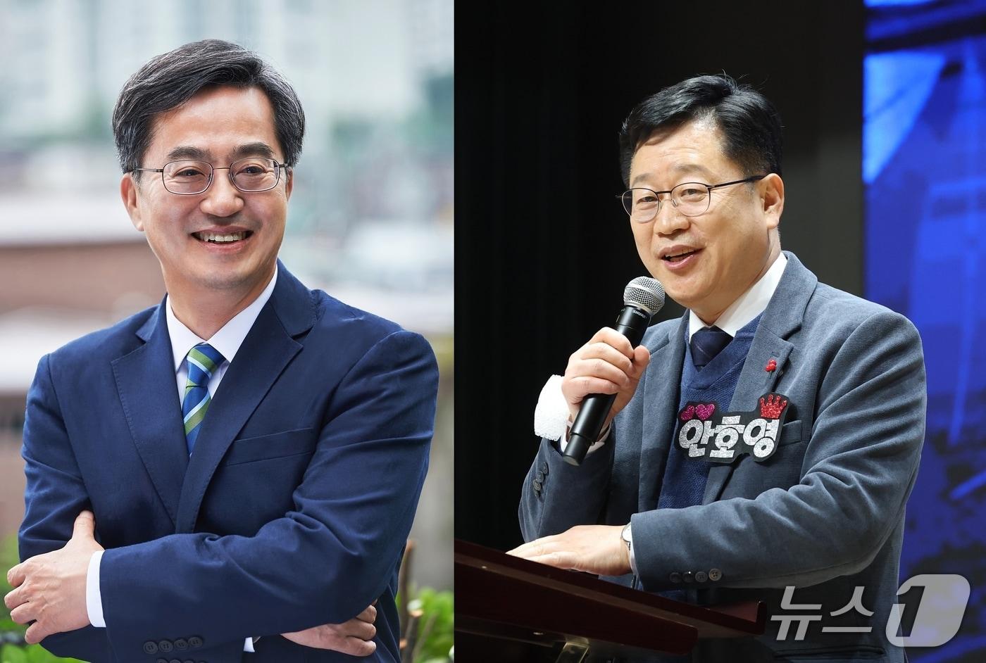 김동연 경기지사(왼쪽)과 안호영 국회의원이 용인 반도체 클러스터를 놓고 맞붙고 있다.2026.1.5/뉴스1