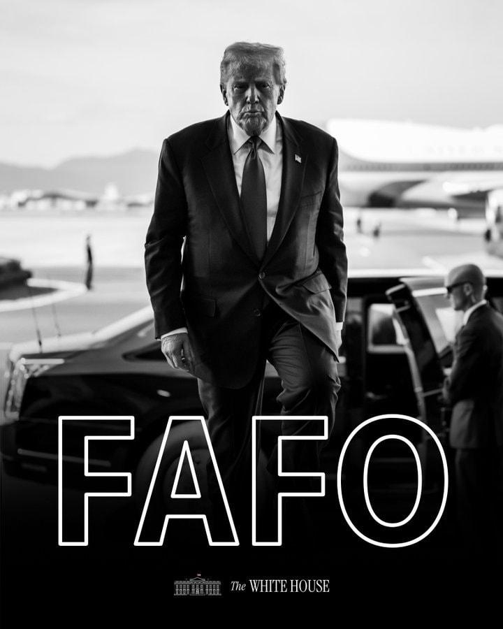 본문 이미지 - 백악관이 미국의 베네수엘라 공격 이후 엑스(X)에 올린 사진. FAFO는 'FXXX Around Find Out'의 약자로 '까불지 말라'는 표현. 2026.01.05