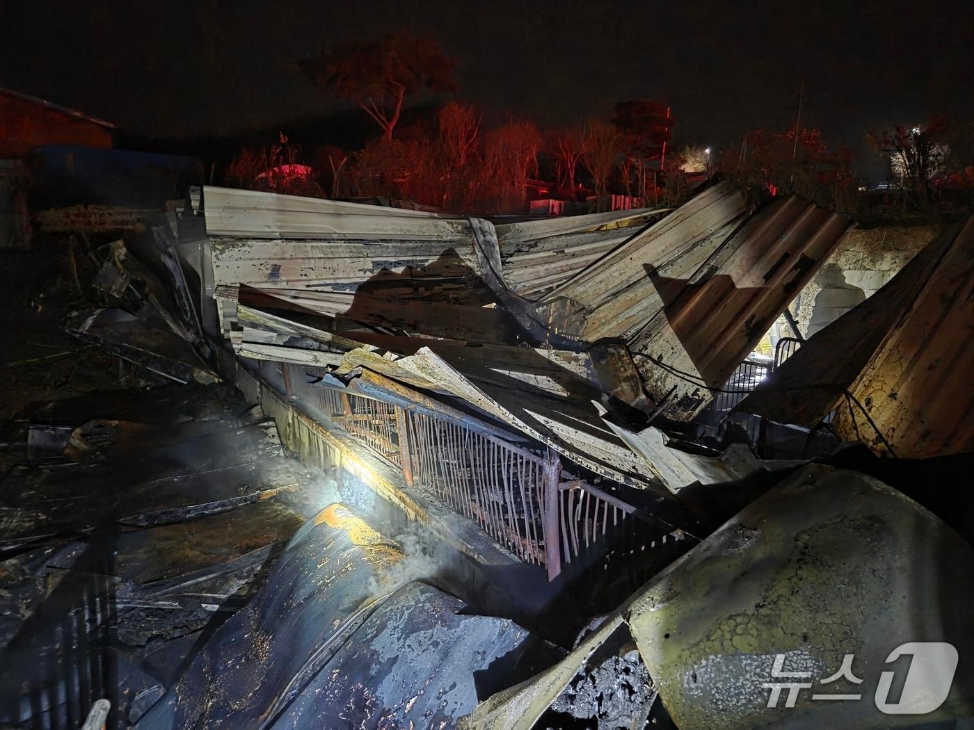 본문 이미지 - 보령 천북면 장은리 돈사 화재 현장. (보령소방서 제공, 재판매 및 DB금지) / 뉴스1 