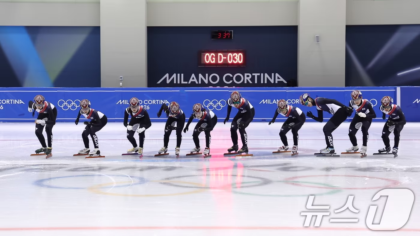쇼트트랙 대표팀 선수단 모습. /뉴스1 ⓒ News1 김성진 기자