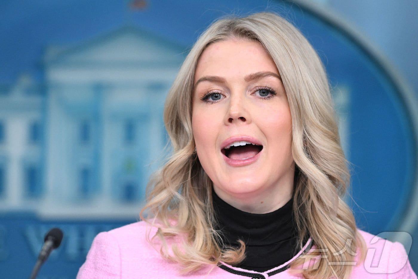 캐롤라인 레빗 미국 백악관 대변인이 7일(현지시간) 워싱턴DC에서 정례 브리핑을 진행하고 있다. 2026.01.07. ⓒ AFP=뉴스1 ⓒ News1 류정민 특파원