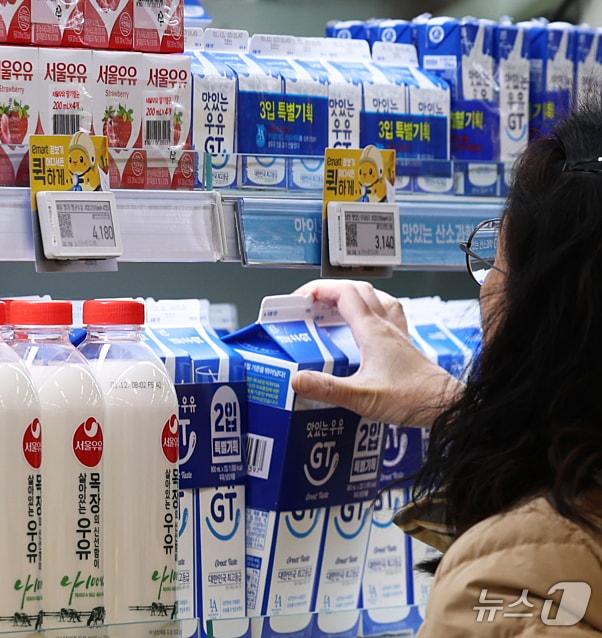 본문 이미지 - 마트에 진열된 우유 ⓒ News1 오대일 기자