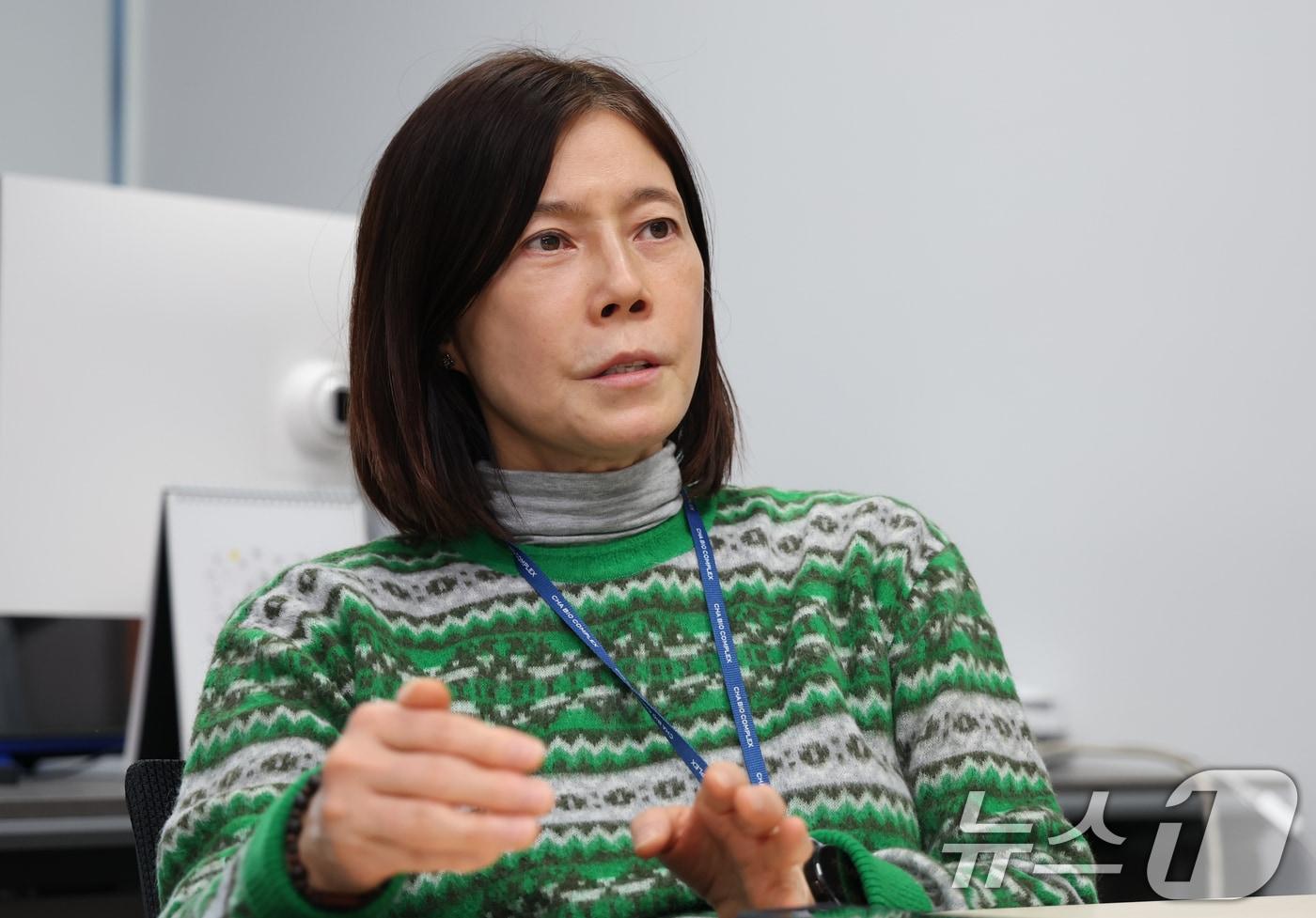 본문 이미지 - 남수연 차바이오텍 R&D 총괄사장이 8일 경기 성남시 분당구 차바이오컴플렉스에서 뉴스1과 인터뷰를 진행하고 있다. ⓒ News1 김영운 기자