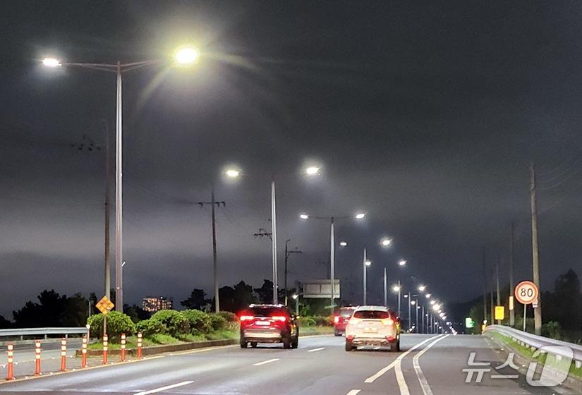 본문 이미지 - 가로등이 설치된 제주의 한 도로.(제주특별자치도 제공, 재판매 및 DB 금지)