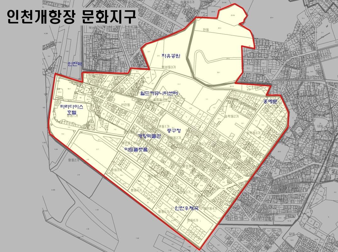 본문 이미지 - 인천개항장 문화지구 위치도 (인천시 제공.재판매 및 DB금지)